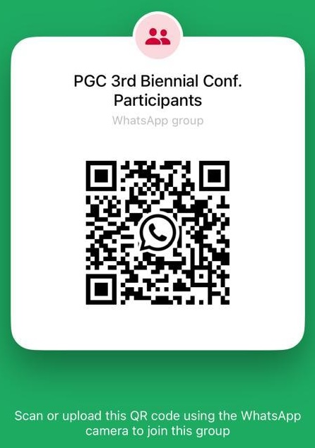 QR code to join PGC 3rd Biennial Conf. Participants WhatsApp group